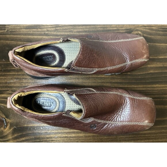 BORN Winfield Brown Pebbled Leather Moc Loafers Slip On Shoes Men's SIZE 13 - Picture 6 of 13